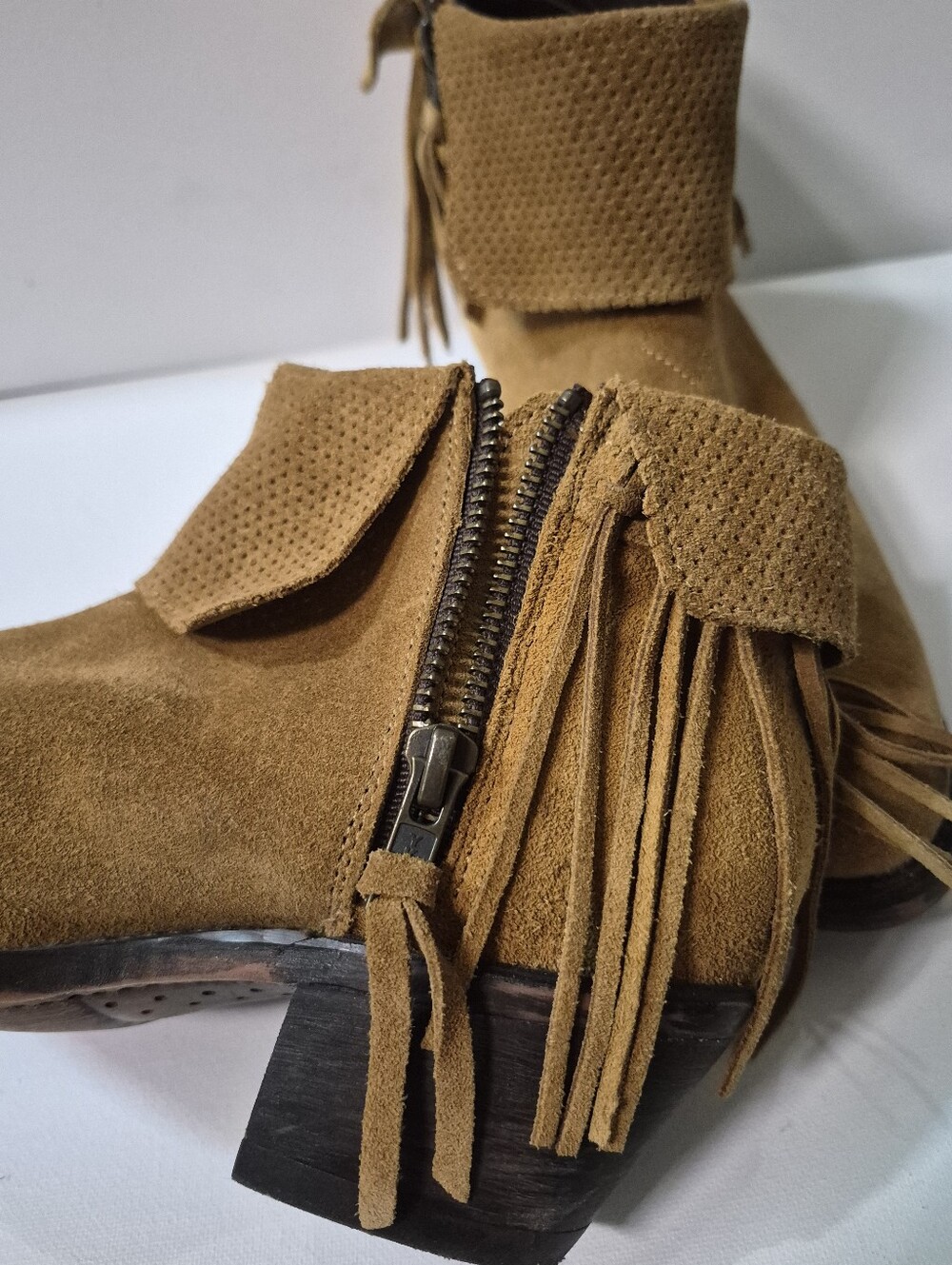 Reba by Justin Suede Fringe Ankle Boots - Women’s Western Boho Booties